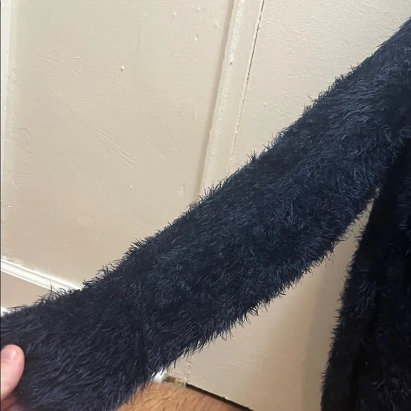Calvin Klein Jeans Navy Blue Fuzzy Cardigan Size Small - Picture 5 of 8